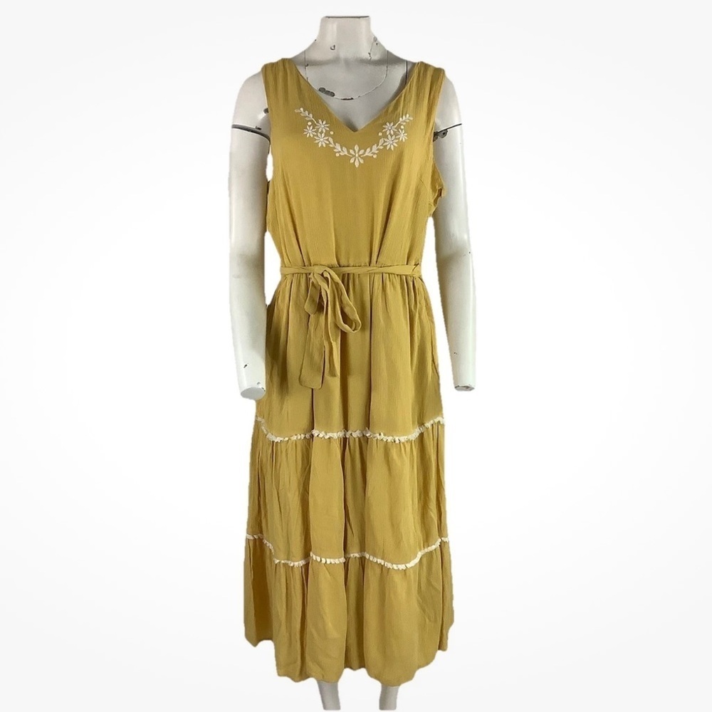 NWT Joie Sz 12 Boho Festival Western Tiered Fringe Embroidered Midi Dress
